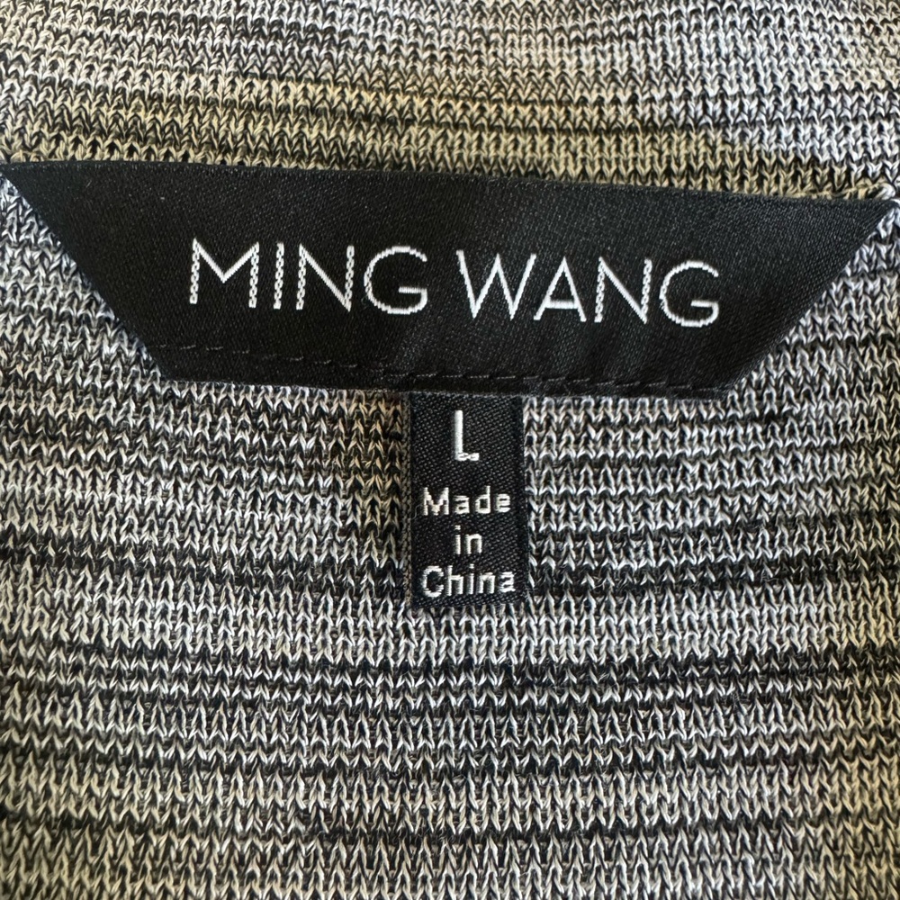 Ming Wang Women's Gray Cardigan with Purple and White Accents - Picture 7 of 10